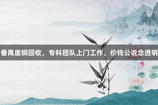 番禺废铜回收，专科团队上门工作，价钱公说念透明