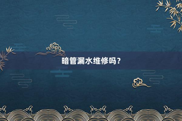 暗管漏水维修吗？